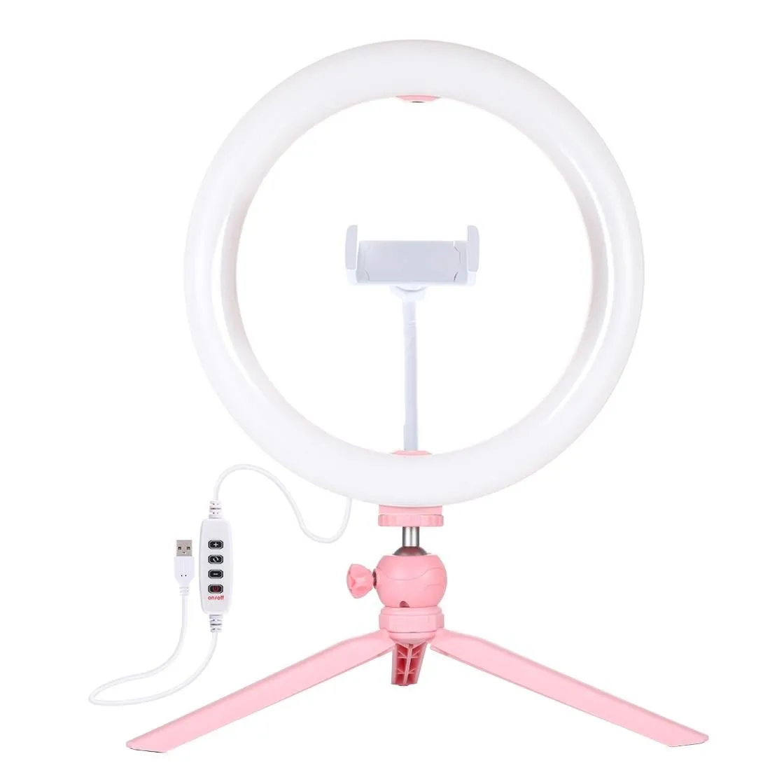 10.2" LED Ring Light with Tripod & Phone Clamp | 3 Modes Dual Colour Temperature Dimmable | Black