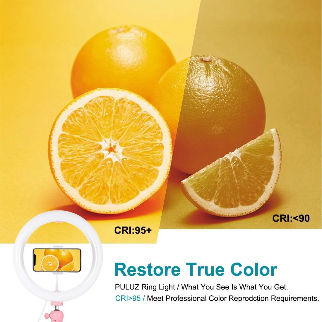 10.2" LED Ring Light with Tripod & Phone Clamp | 3 Modes Dual Colour Temperature Dimmable | Pink