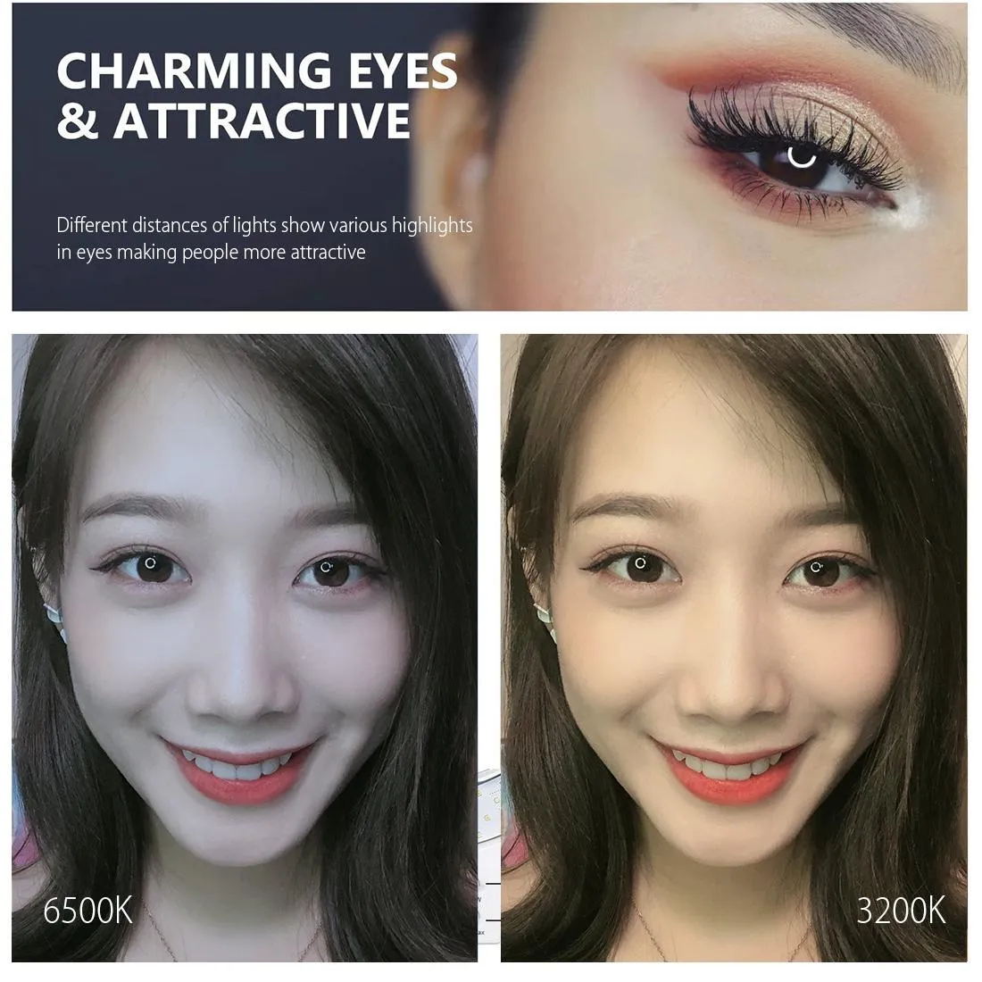 10.2" LED Ring Light with Tripod & Phone Clamp | 3 Modes Dual Colour Temperature Dimmable | Pink