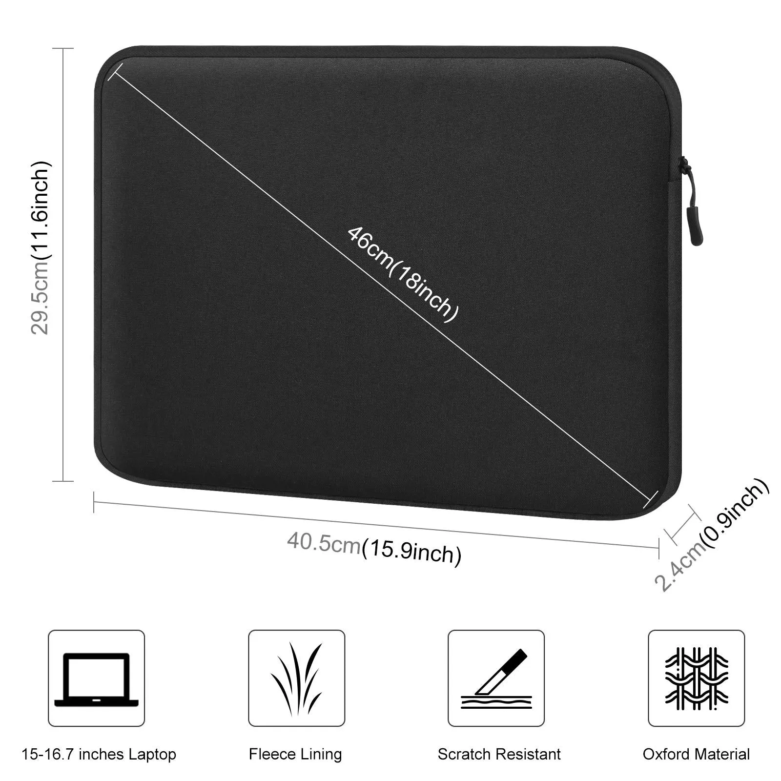 15-16.7 Inch Laptop Briefcase Bag with Zipper for 16 Inch Sleeve