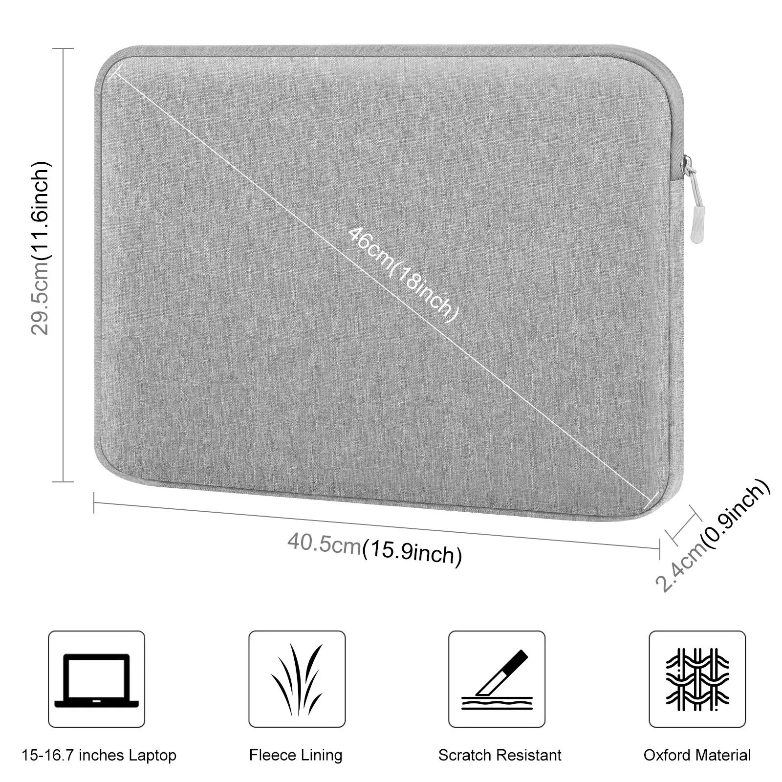 15-16.7 Inch Laptop Briefcase Bag with Zipper for 16 Inch Sleeve