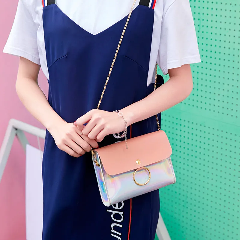 2018 Fashion PVC Small Flap Women Crossbody Bag Chain Messenger Shoulder Bag Lady Female Sequins Cover Handbag Sac a main