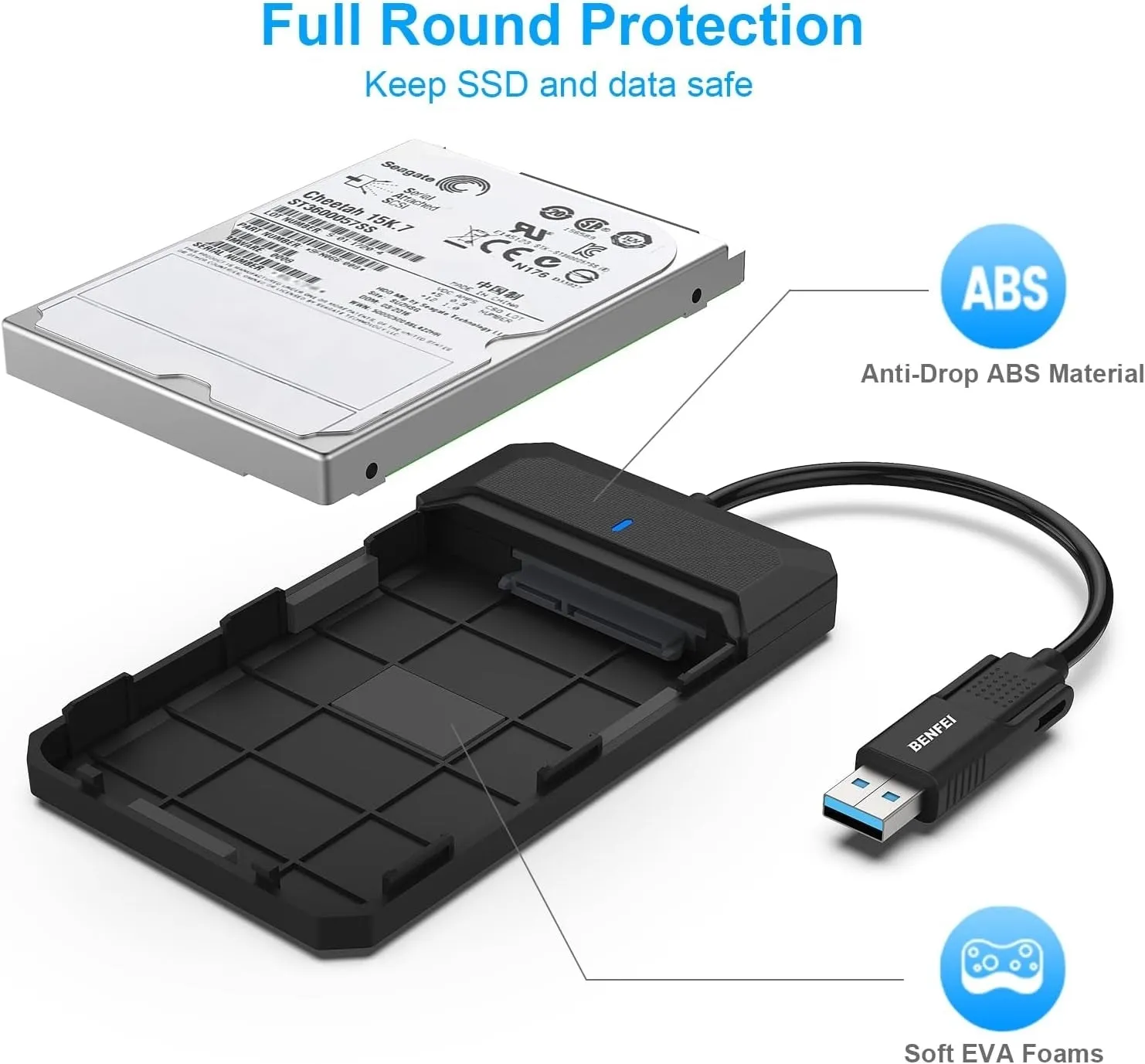 2.5 Inch SATA to USB Tool-Free External Hard Drive Enclosure