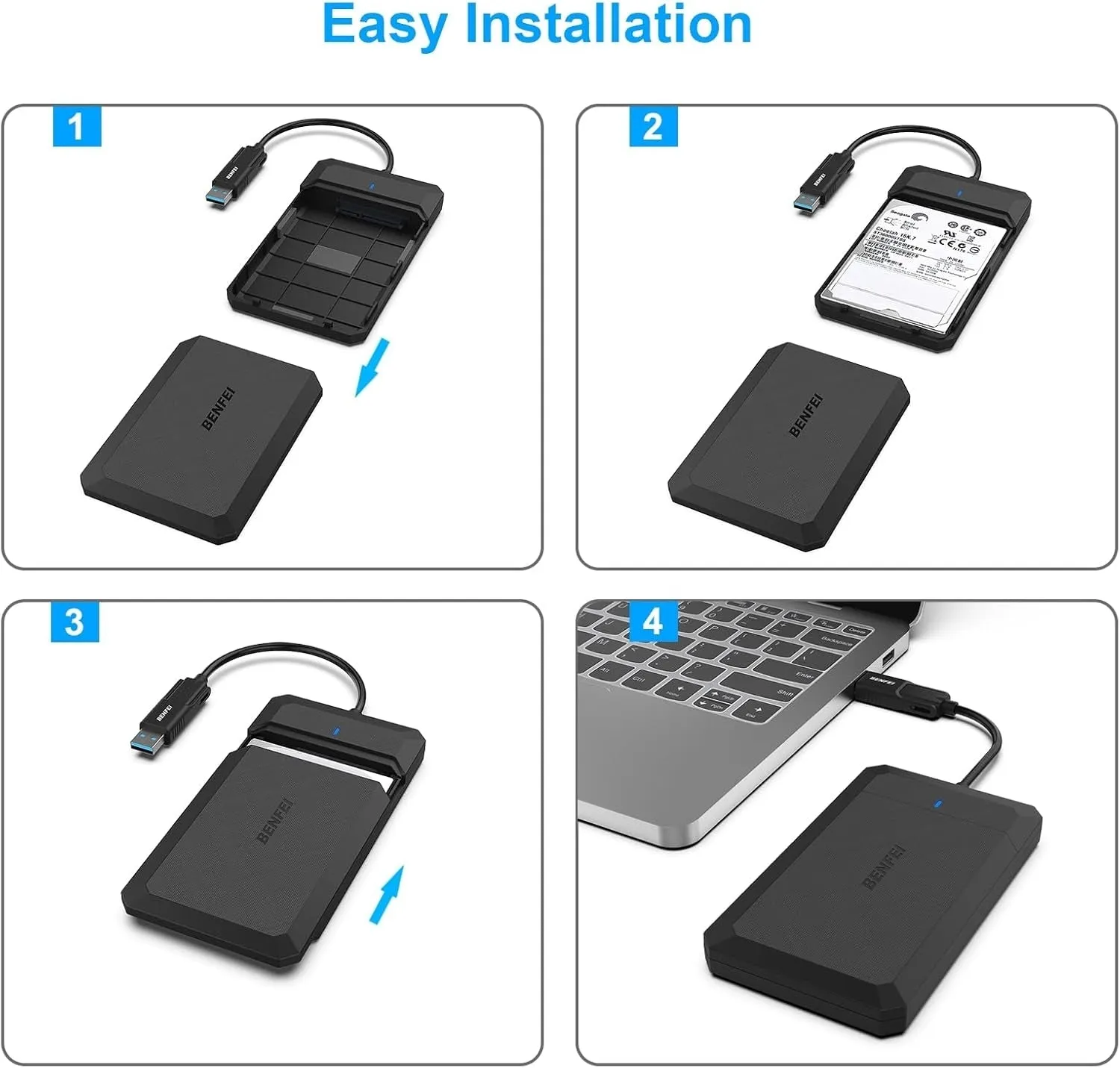 2.5 Inch SATA to USB Tool-Free External Hard Drive Enclosure
