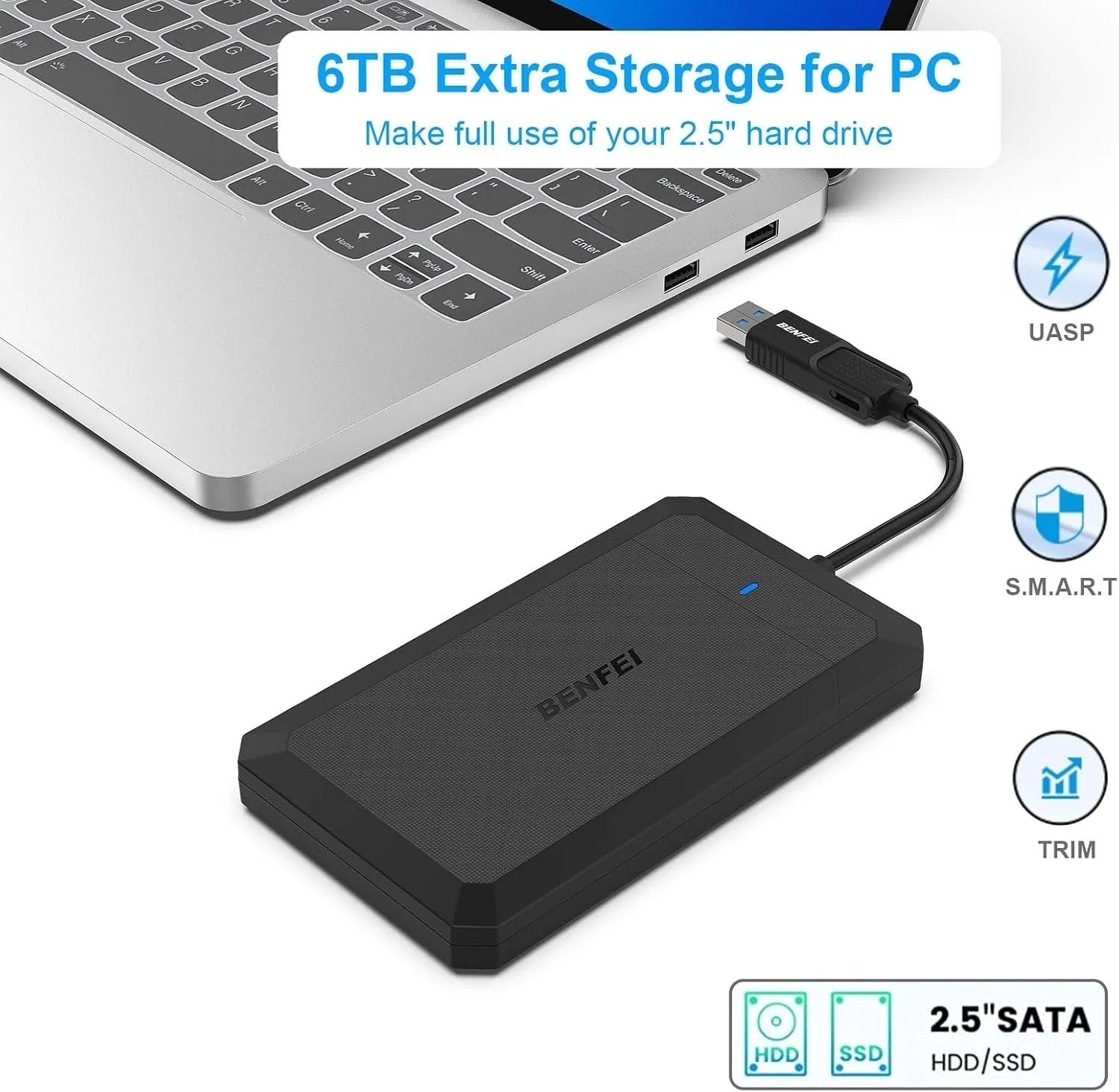 2.5 Inch SATA to USB Tool-Free External Hard Drive Enclosure