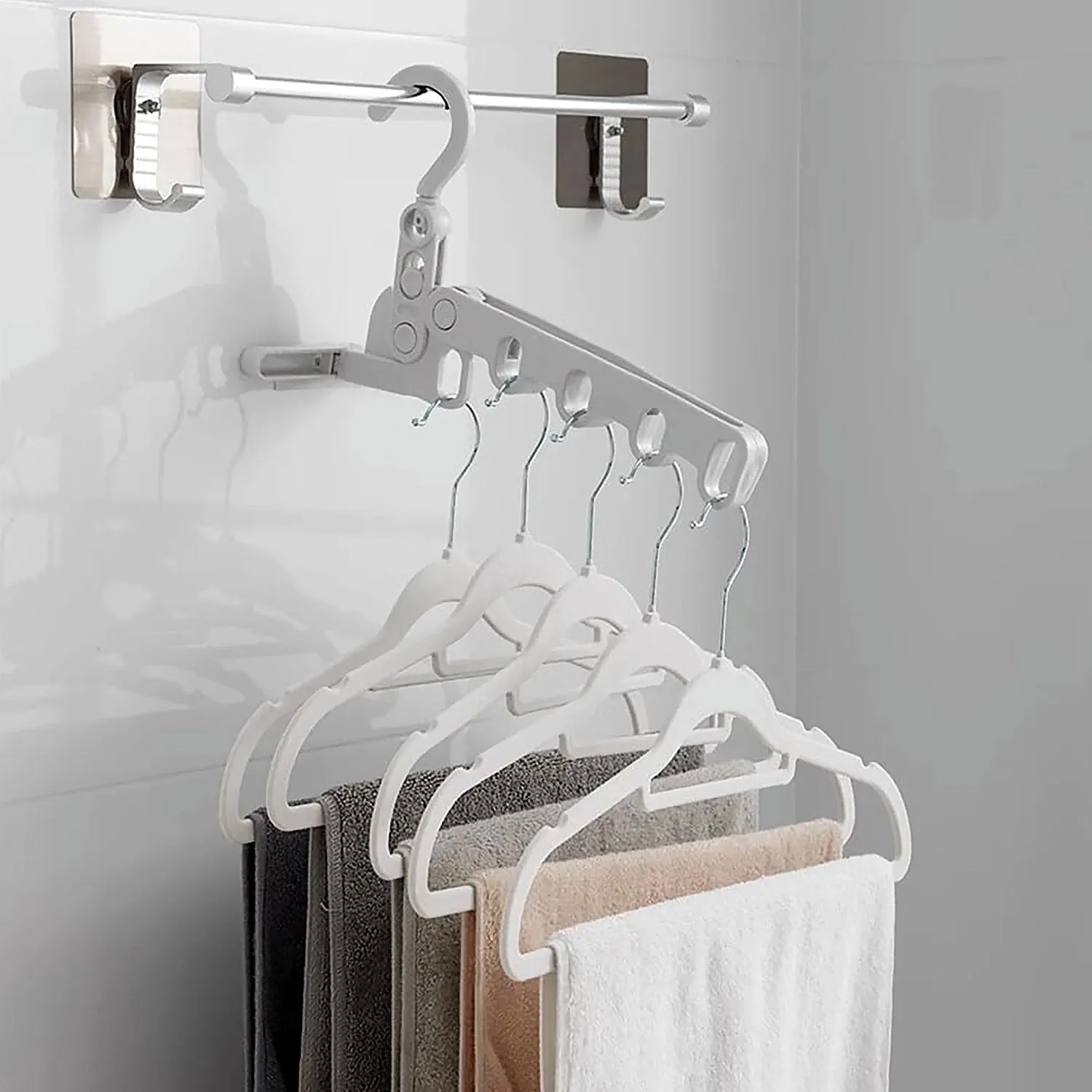 5holes foldable clothes Hanger, travel clothes hanger, multifunctional clothes hanger, space-saving wall holder, clothes rack, robust clothes hanger for travel, indoors.