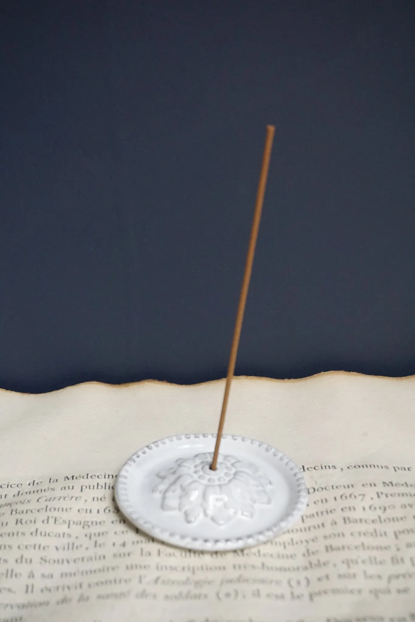 Astier de Villatte Emilie Incense Holder on Perles Saucer