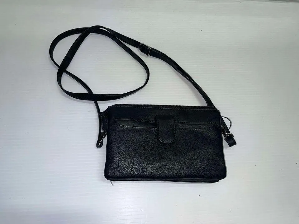 Purse - Black crossbody textured leather medium bag