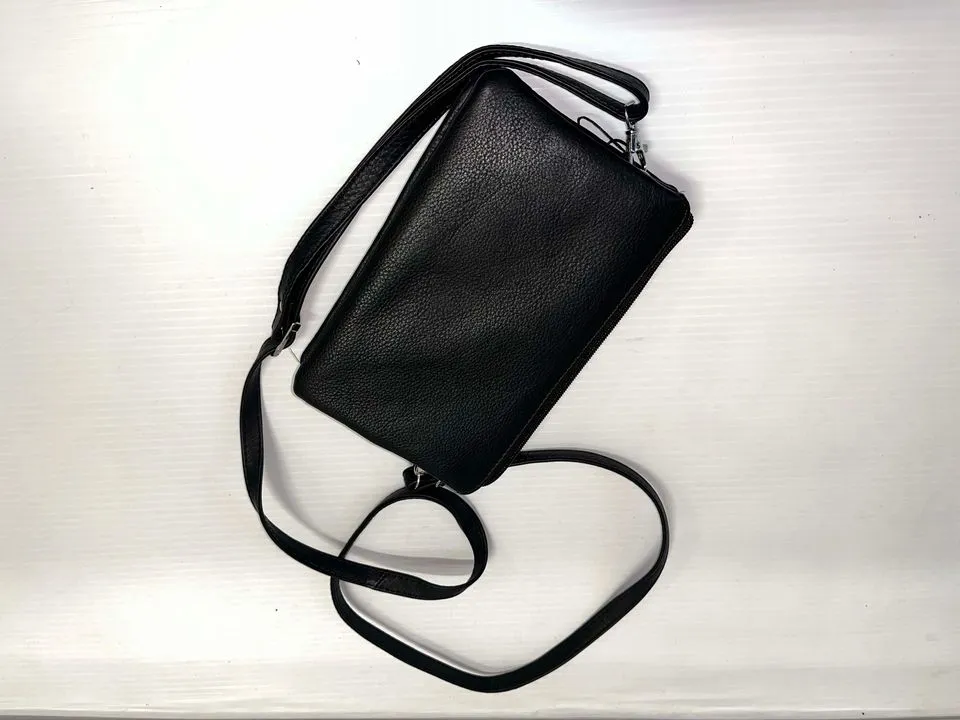 Purse - Black crossbody textured leather medium bag